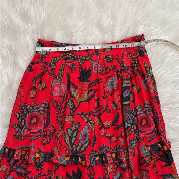 NWT!!! FARM Rio Floral Red Maxi Tiered Skirt Size M - Picture 12 of 13